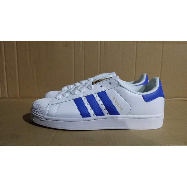 Womens Adidas Originals Superstar White Blue Trainer Shoes Adidas ...