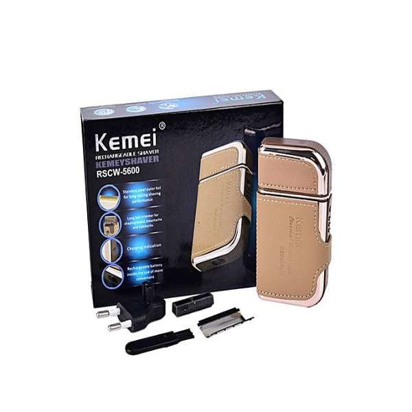 Kemei KM-5600 2 in 1 Leather Case For Men Electric Shaver in Pakistan