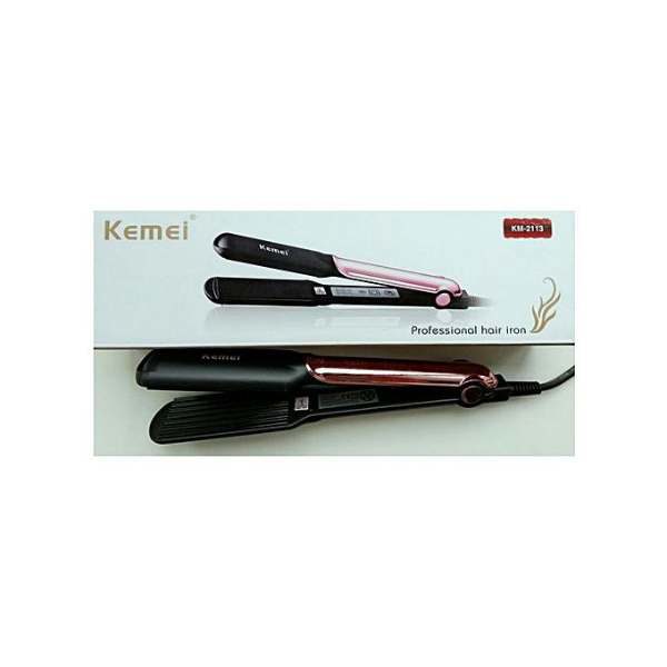 Kemei Km-2113 - Professional Hair Straightener - Pink & Black in pakistan
