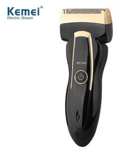 Kemei Km-858 Rechargeable Dual Cutter Electric Shaver Black & Golden in pakistan
