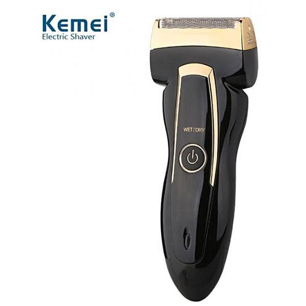 Kemei Km-858 Rechargeable Dual Cutter Electric Shaver Black & Golden in pakistan