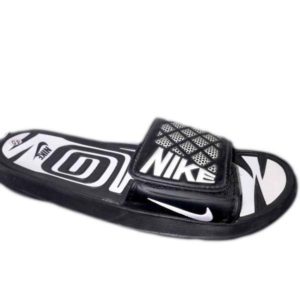 white and black nike slippers