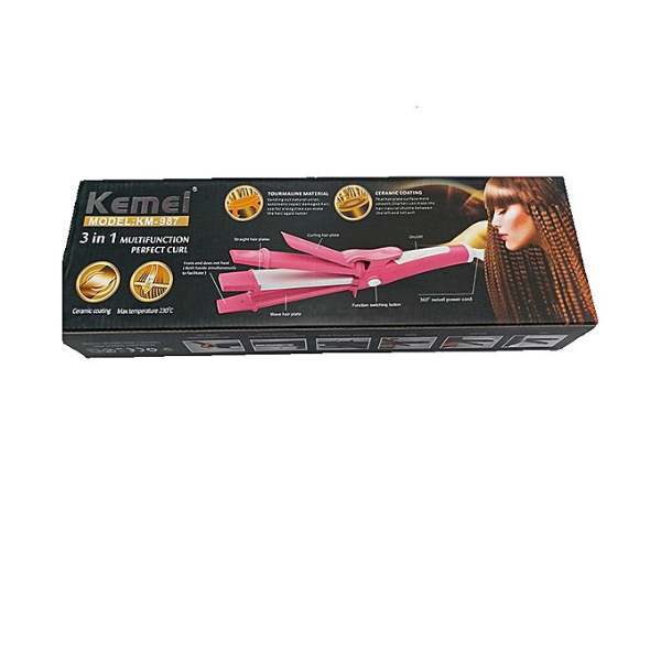 Shinon kemei KM-987 3 In 1 Straightener, Crumple And Roller in pakistan