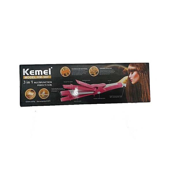 Shinon kemei KM-987 3 In 1 Straightener, Crumple And Roller in pakistan