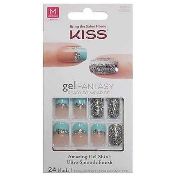 Kiss Gel Fantasy Nails Cyan Silver Glitter - KGN03 - 60665 - Shopse.pk
