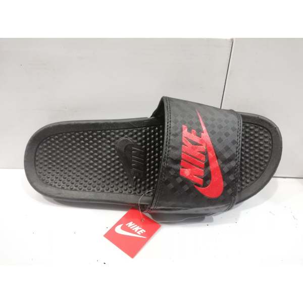 nike red and black slippers