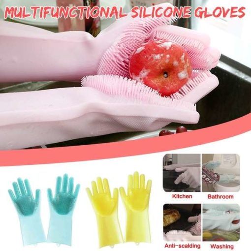 Buy Best Quality Dishwashing Gloves With Scrubber Rubber gloves for dishwashing Cleaning at lowest price by shopse.pk in paksitan 1 (4)