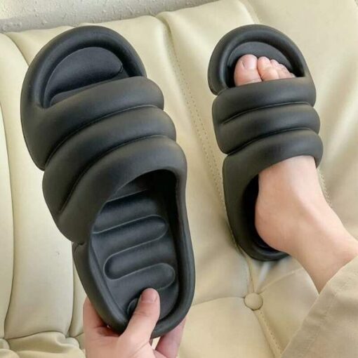 Buy Best Quality Imported Branded Top Quality Black Home Slippers Thick Platform Bathroom Cloud Non-slip Flip Flops Fashion Slide km207 Men Slipper by shopse.pk in Pakistan (3)