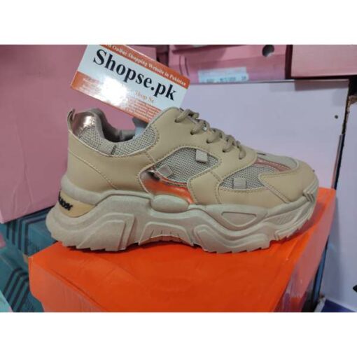 Women’s Chunky Platform Fashion Sneakers Khaki Ch505 by online shoppin website shopse.pk in pakistan (2)