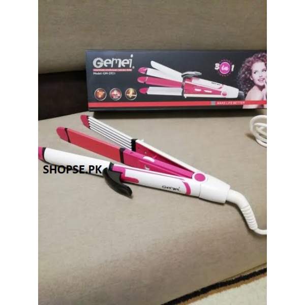 Buy gemei gm-2921 3 in1 hair straightener, crimple and roller in Pakistan