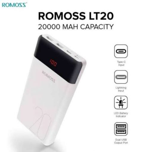 Romoss LT20 20000mAh Dual Output and Triple Input LED Display Power Bank (White) price in pakistan by shopse (2)