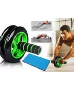 Buy Double Wheels Ab Wheel Roller With Free Grip & Knee Mat - Green & Black at best price online by Shopse.pk in pakistan (2)