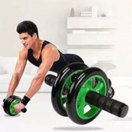 Buy Double Wheels Ab Wheel Roller With Free Grip & Knee Mat - Green & Black at best price online by Shopse.pk in pakistan