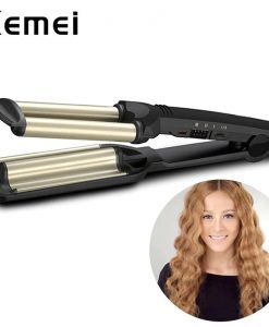 Buy Kemei KM-2022 Hair Styler Professional 3 Barrels Big Wave Curler Iron Curling Hair Curlers Styling Tools New Style Curler at best price online by Shopse.pk in pakistan