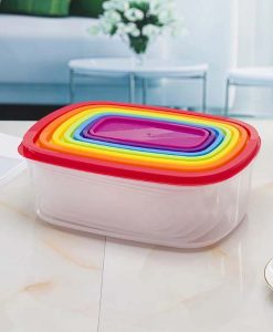 Buy New Pack Of 7 Rainbow Plastic Food Container - Multi-Color at best price online by Shopse.pk in Pakistan (1)