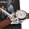 Rechargeable Men Quartz Wrist Watch With Flame Less Lighter