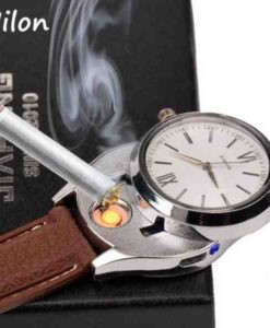 Rechargeable Men Quartz Wrist Watch With Flame Less Lighter