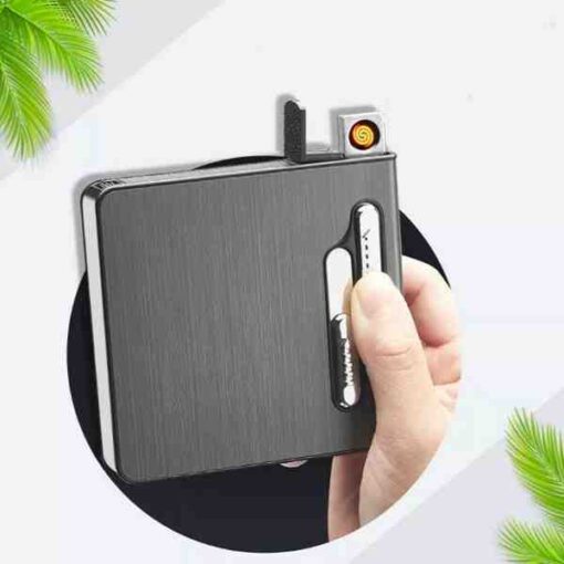 Aluminum Alloy Portable USB Electronic Case With USB Charging Lighter (1)
