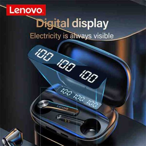 Buy Lenovo QT81 TWS Bluetooth 5.0 Earphones LED Power Display 1200mAh HiFi Stereo Bass Waterproof Sport Headset Headphone with Mic – Black at Best Price Online in Pakistan by Shopse.pk