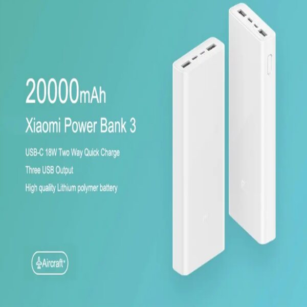 Buy Xiaomi PowerBank 3 PLM18ZM 20000mAh 18W Two-Way Quick Charge Type-C Micro Input Power Bank at Best Price Online in Pakistan by Shopse.pk