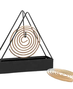 Triangle-Shaped Iron Mosquito Coil Holder | Creative Hanging & Standing Incense Burner | Durable Metal Design | Black | Pack of 1
