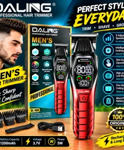 DALING DL-1980 Professional Hair Trimmer for Men – Rechargeable Cordless Beard & Hair Clipper with 5 Adjustment Speeds, Digital Display, Powerful Low-Noise Motor & Fine Steel Cutting Head